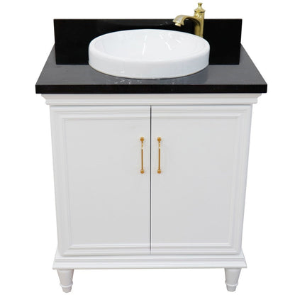 Bellaterra Home Forli 31" 2-Door 1-Drawer White Freestanding Vanity Set With Ceramic Vessel Sink And Black Galaxy Granite Top