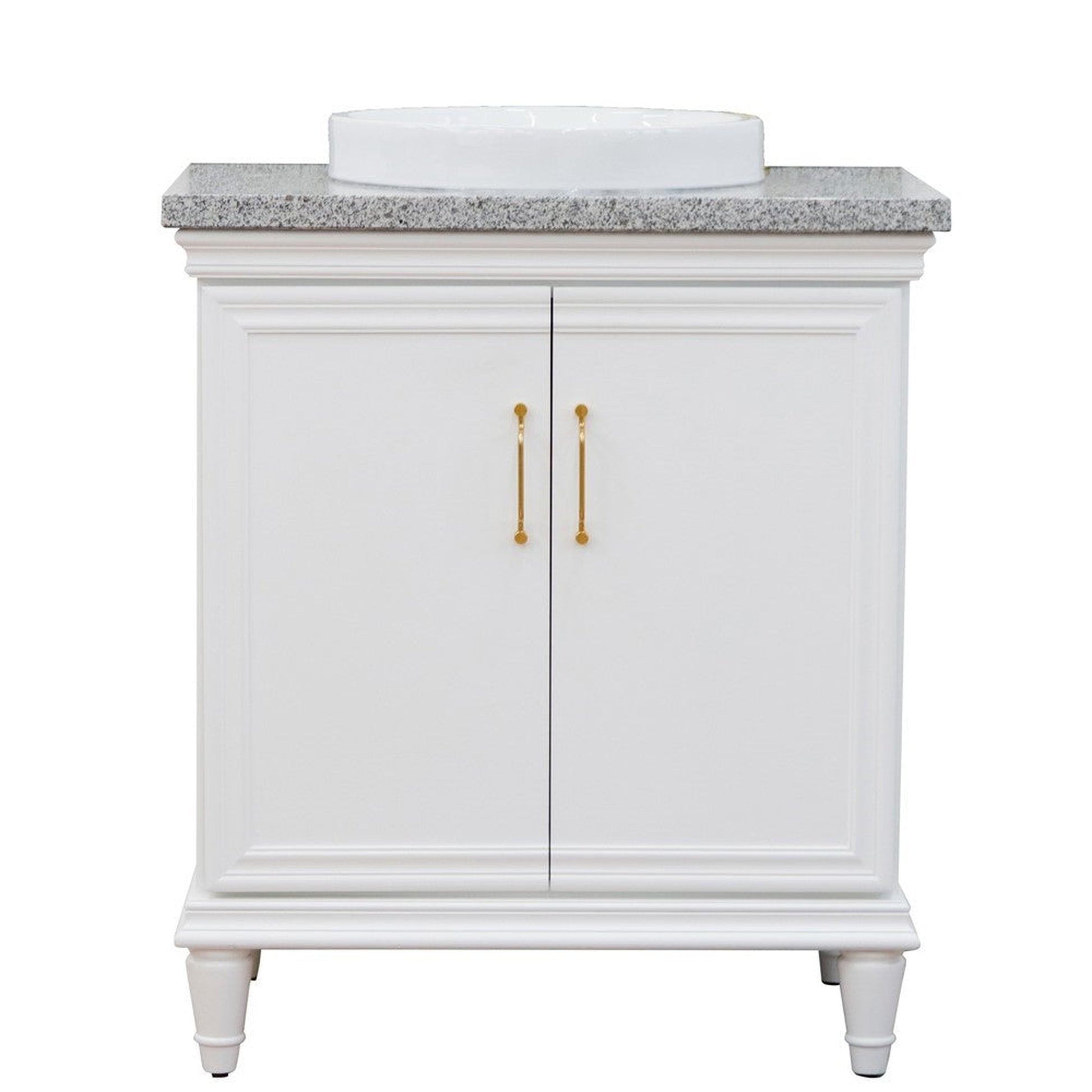 Bellaterra Home Forli 31" 2-Door 1-Drawer White Freestanding Vanity Set With Ceramic Vessel Sink And Gray Granite Top