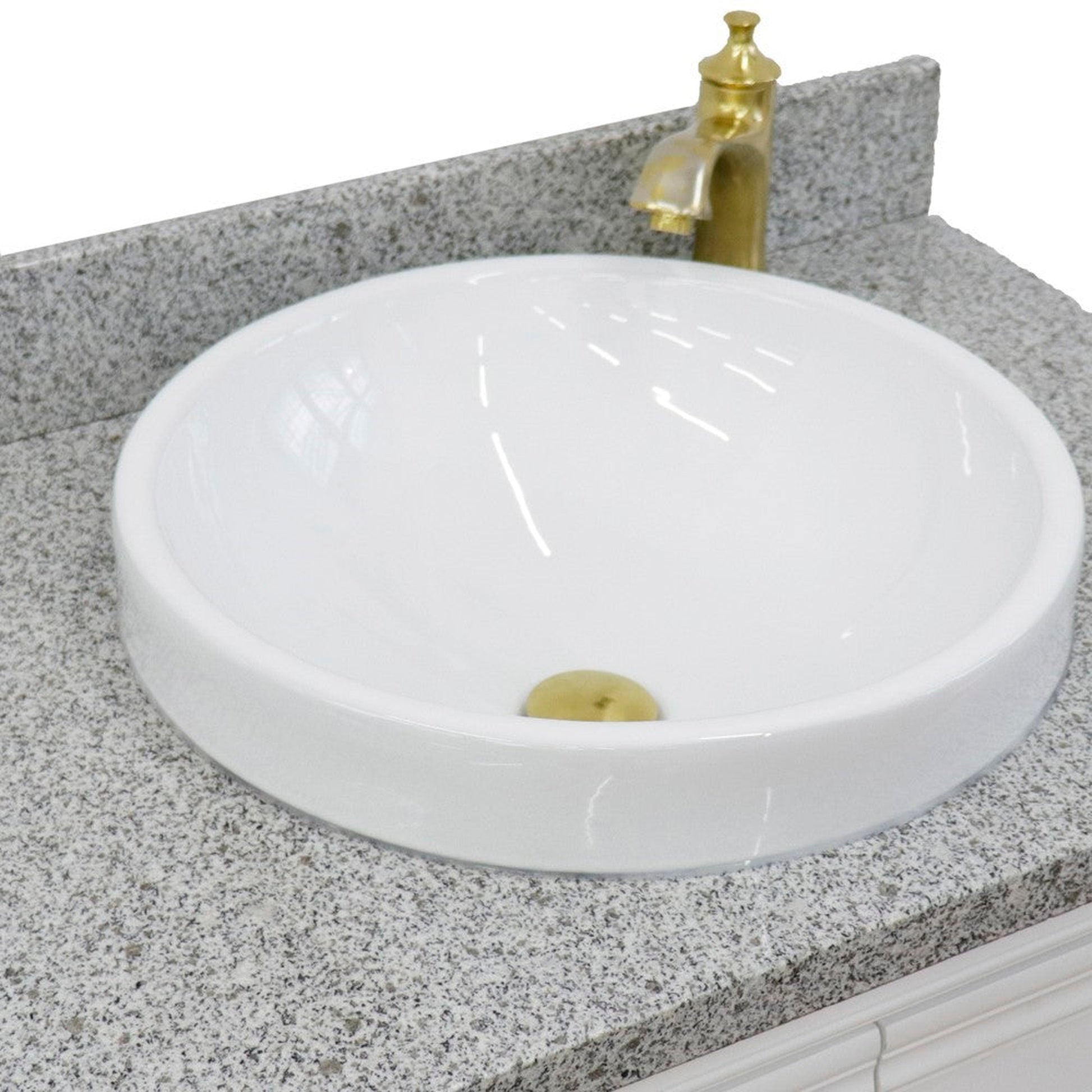 Bellaterra Home Forli 31" 2-Door 1-Drawer White Freestanding Vanity Set With Ceramic Vessel Sink And Gray Granite Top