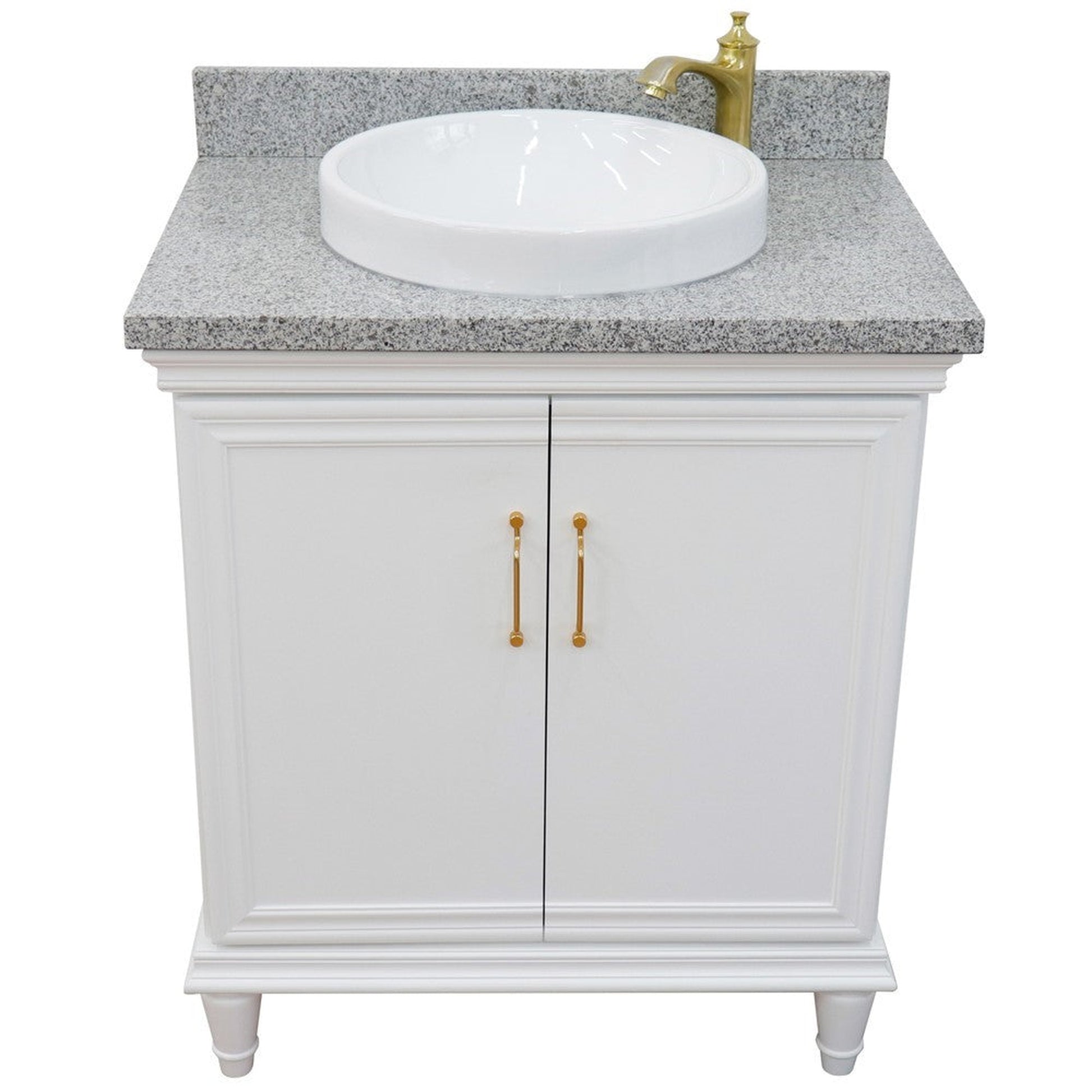 Bellaterra Home Forli 31" 2-Door 1-Drawer White Freestanding Vanity Set With Ceramic Vessel Sink And Gray Granite Top