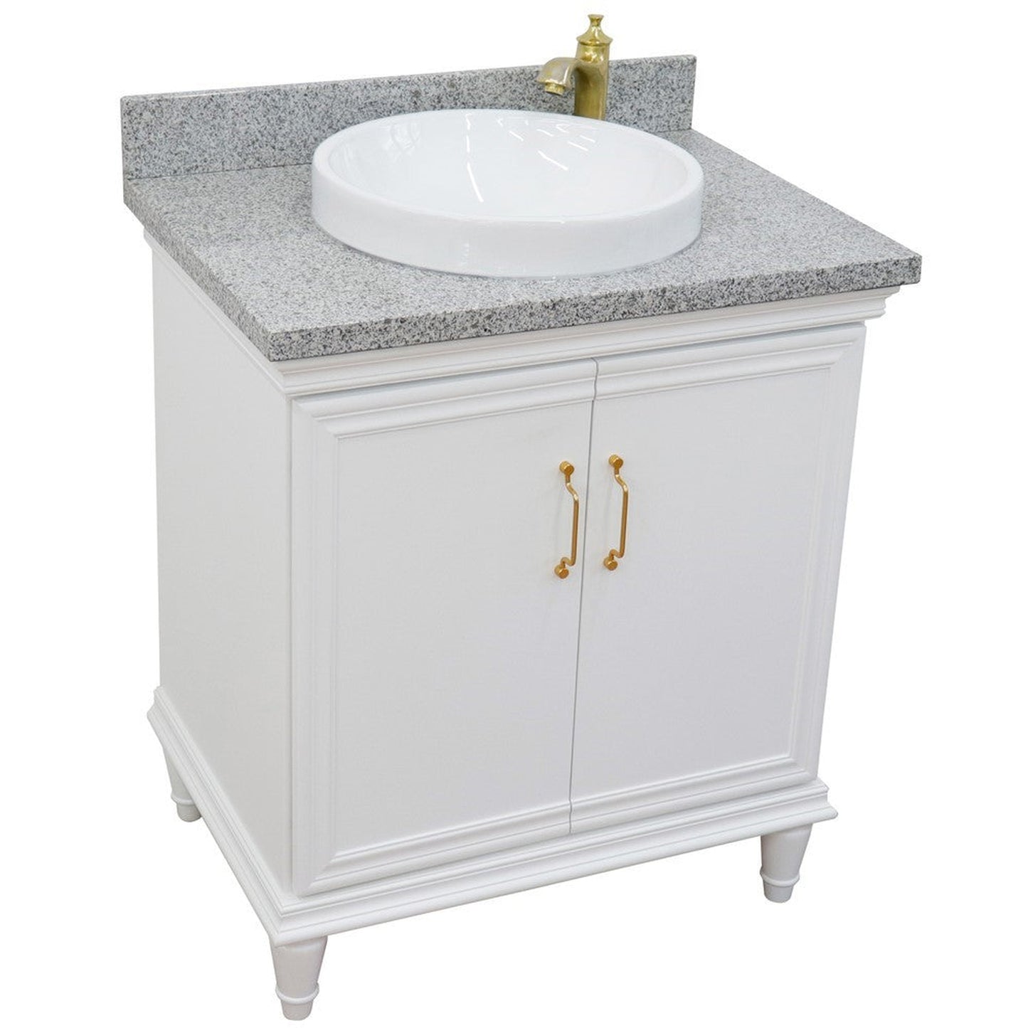 Bellaterra Home Forli 31" 2-Door 1-Drawer White Freestanding Vanity Set With Ceramic Vessel Sink And Gray Granite Top