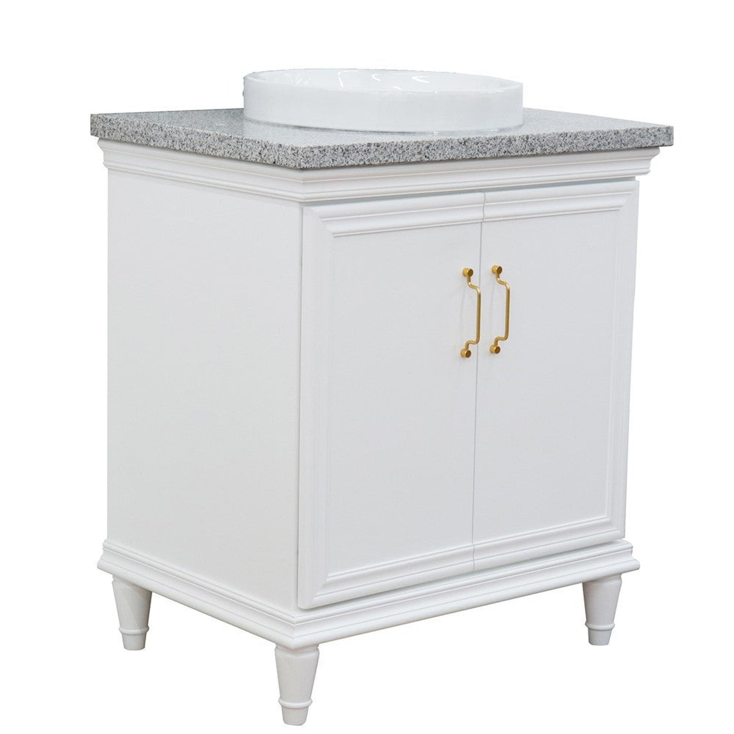 Bellaterra Home Forli 31" 2-Door 1-Drawer White Freestanding Vanity Set With Ceramic Vessel Sink And Gray Granite Top