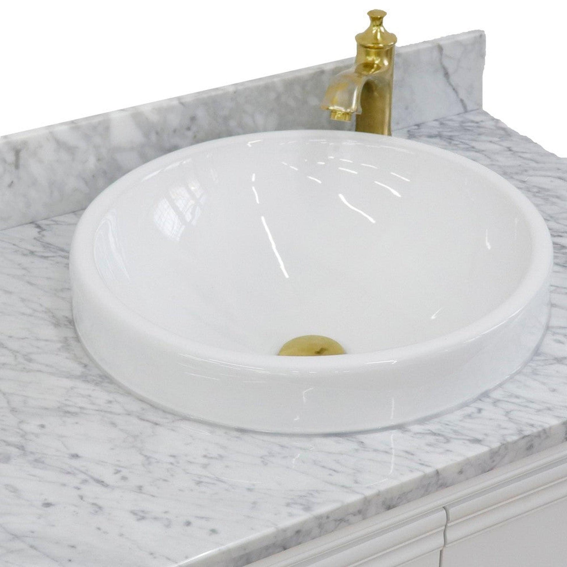 Bellaterra Home Forli 31" 2-Door 1-Drawer White Freestanding Vanity Set With Ceramic Vessel Sink And White Carrara Marble Top