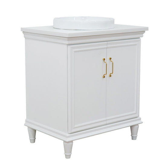 Bellaterra Home Forli 31" 2-Door 1-Drawer White Freestanding Vanity Set With Ceramic Vessel Sink And White Quartz Top