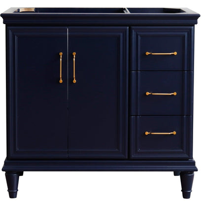 Bellaterra Home Forli 36" 2-Door 3-Drawer Blue Freestanding Vanity Base With Left Door