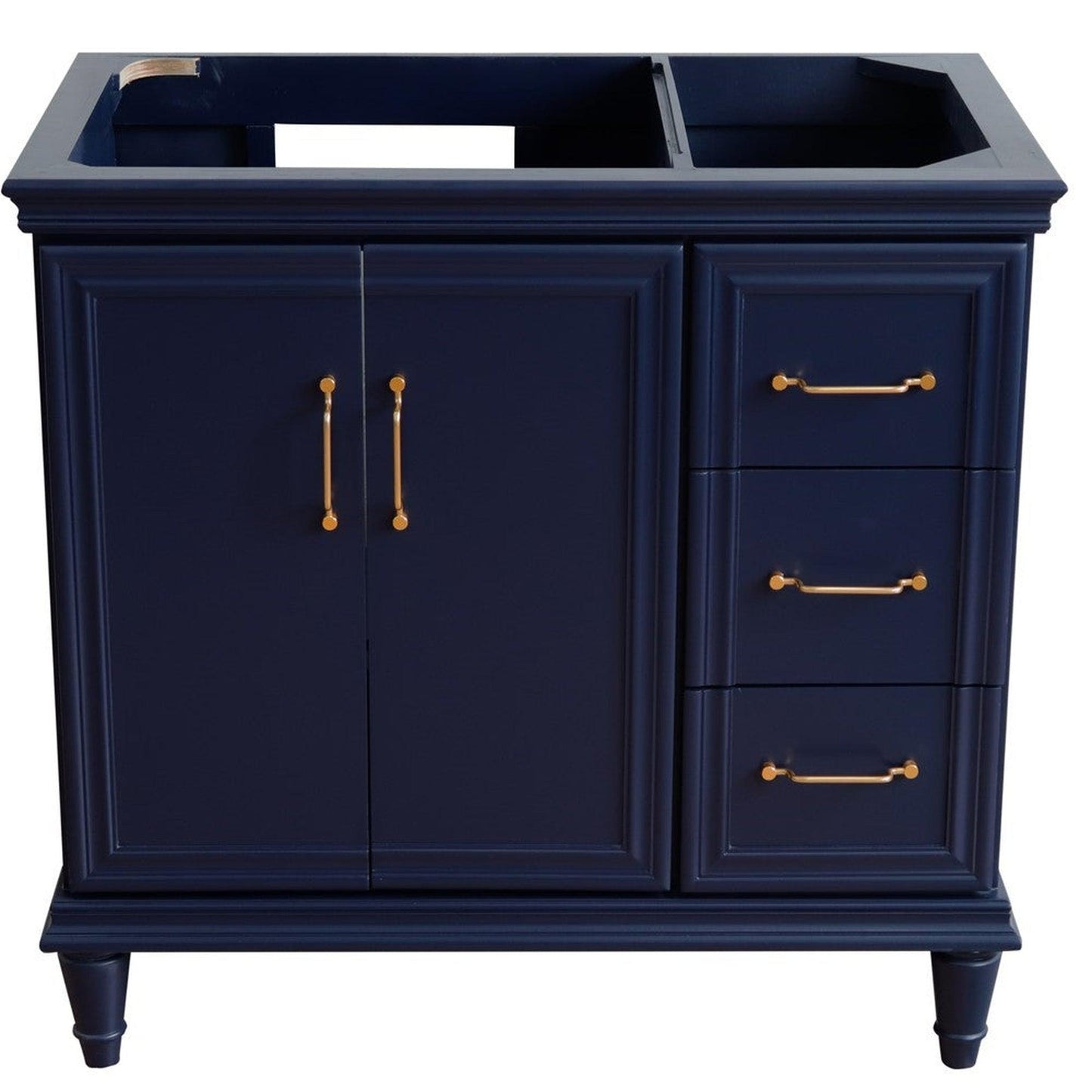 Bellaterra Home Forli 36" 2-Door 3-Drawer Blue Freestanding Vanity Base With Left Door