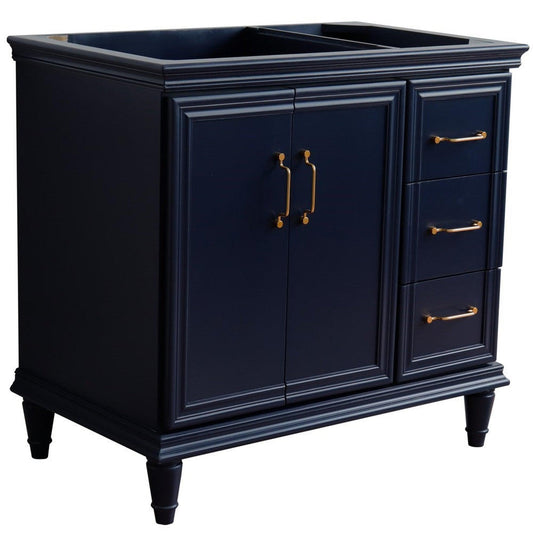 Bellaterra Home Forli 36" 2-Door 3-Drawer Blue Freestanding Vanity Base With Left Door