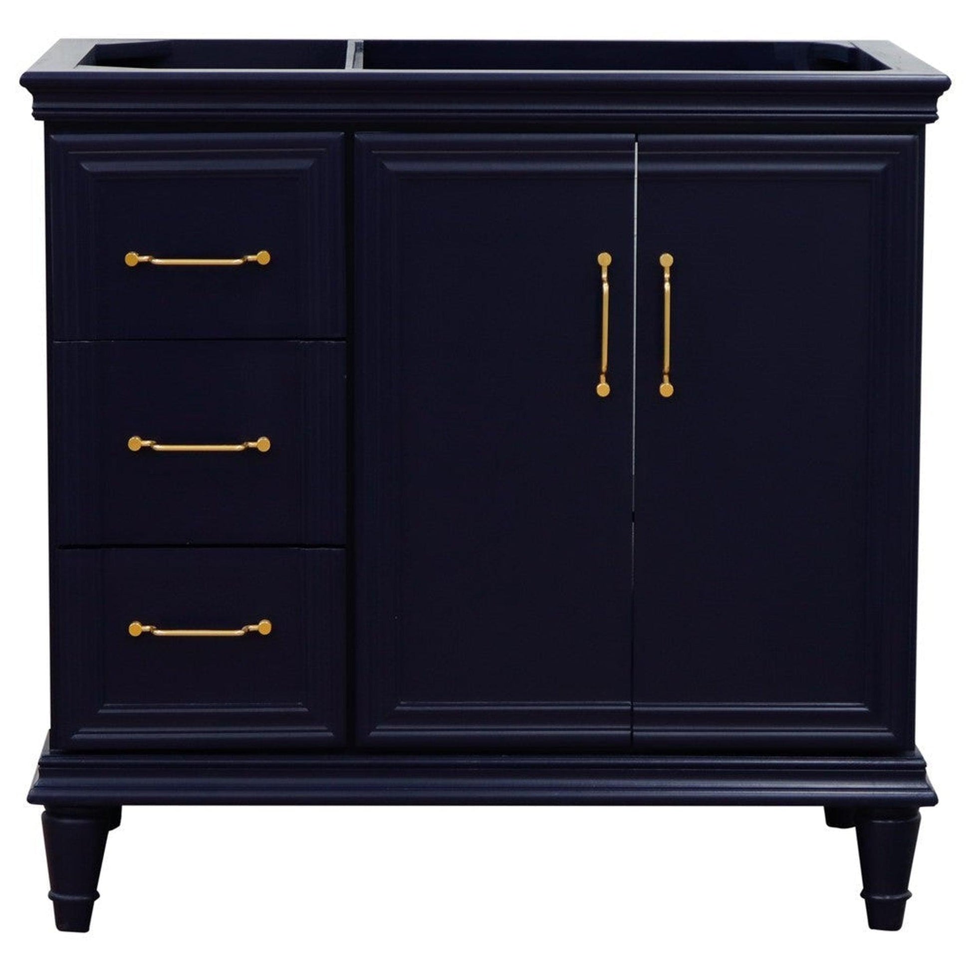 Bellaterra Home Forli 36" 2-Door 3-Drawer Blue Freestanding Vanity Base With Right Door