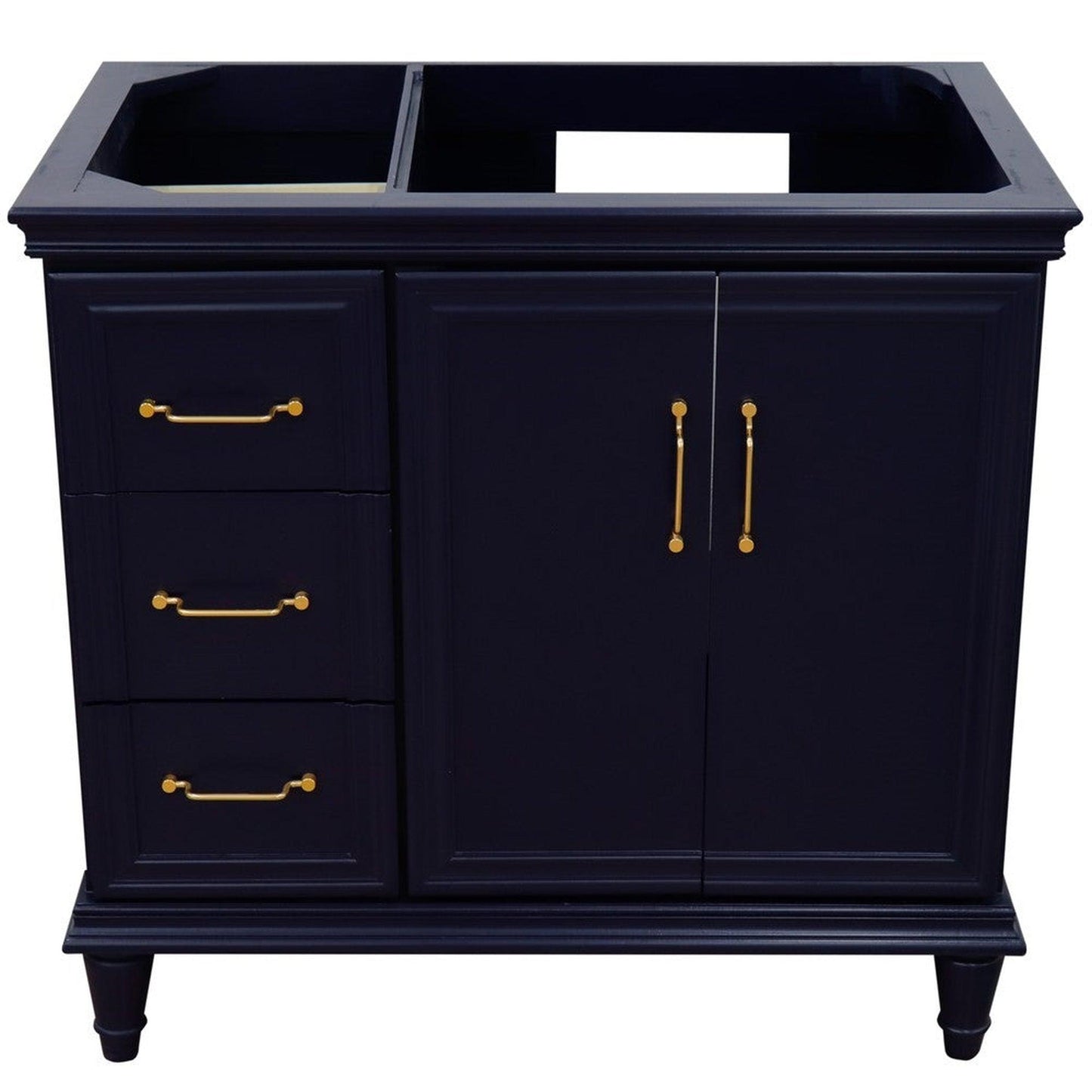 Bellaterra Home Forli 36" 2-Door 3-Drawer Blue Freestanding Vanity Base With Right Door