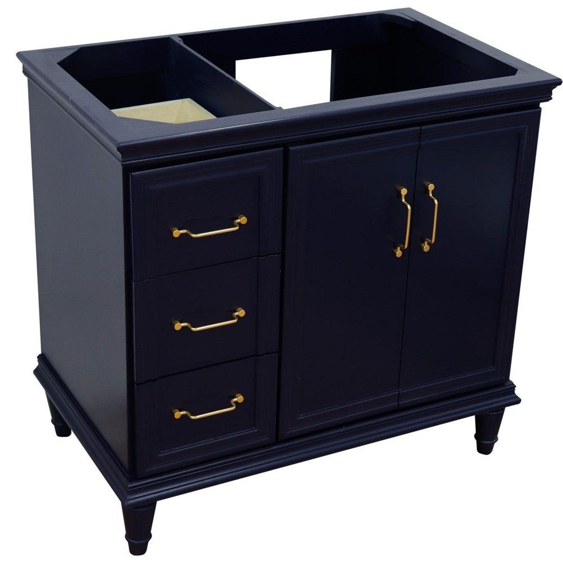 Bellaterra Home Forli 36" 2-Door 3-Drawer Blue Freestanding Vanity Base With Right Door