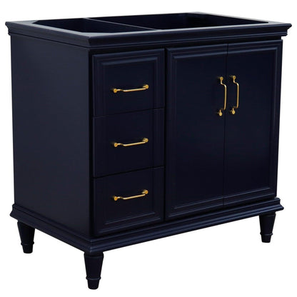 Bellaterra Home Forli 36" 2-Door 3-Drawer Blue Freestanding Vanity Base With Right Door