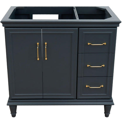 Bellaterra Home Forli 36" 2-Door 3-Drawer Dark Gray Freestanding Vanity Base With Left Door