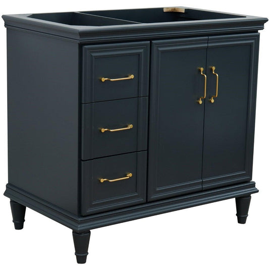 Bellaterra Home Forli 36" 2-Door 3-Drawer Dark Gray Freestanding Vanity Base With Right Door