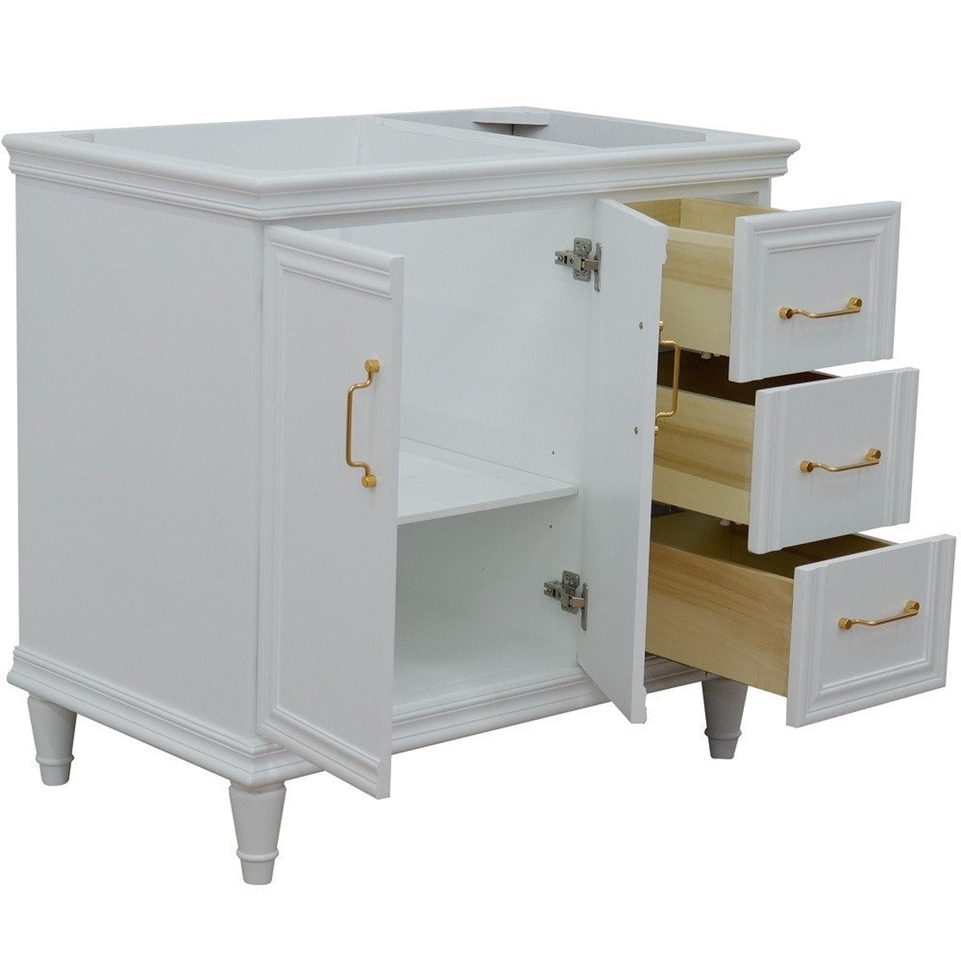 Bellaterra Home Forli 36" 2-Door 3-Drawer White Freestanding Vanity Base With Left Door