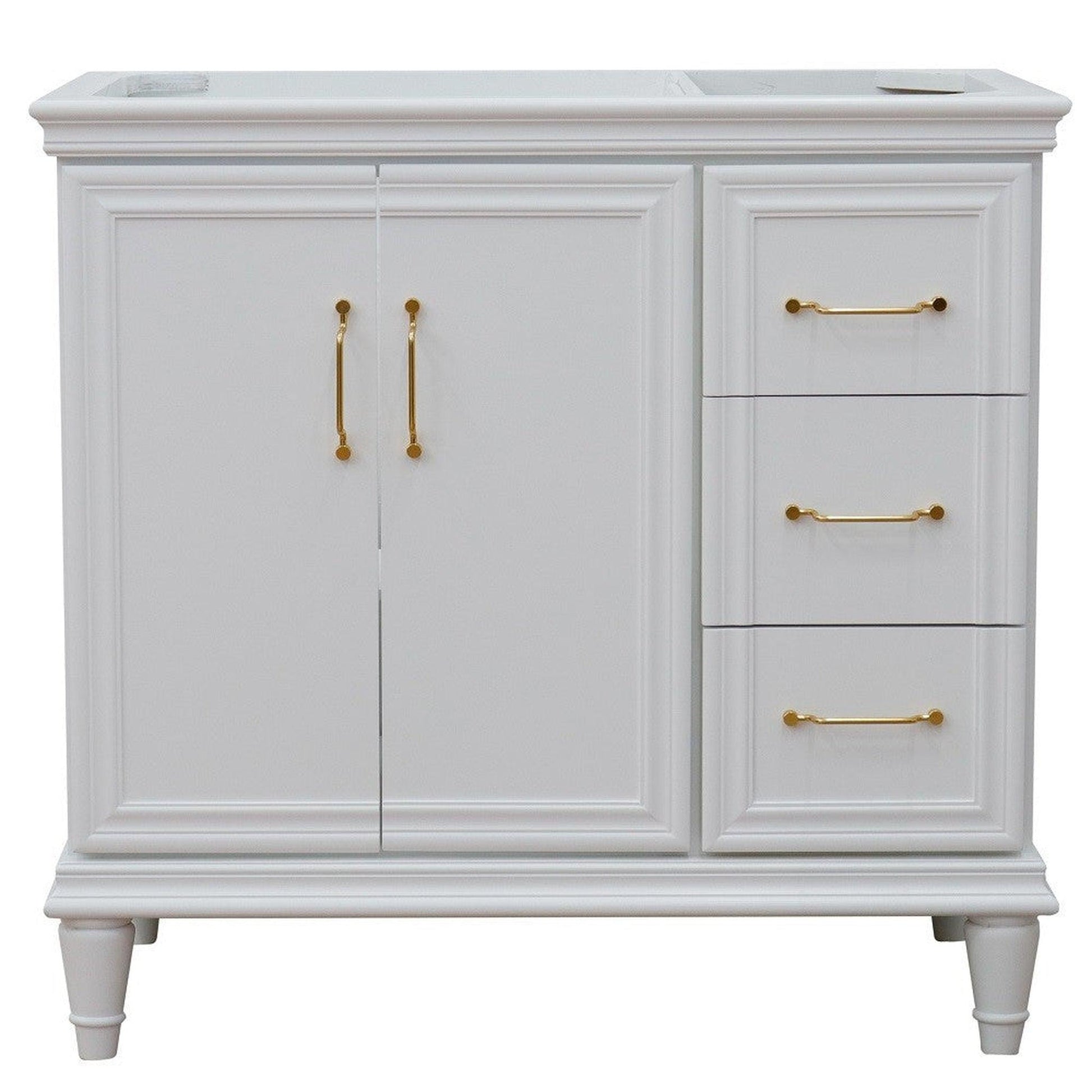 Bellaterra Home Forli 36" 2-Door 3-Drawer White Freestanding Vanity Base With Left Door