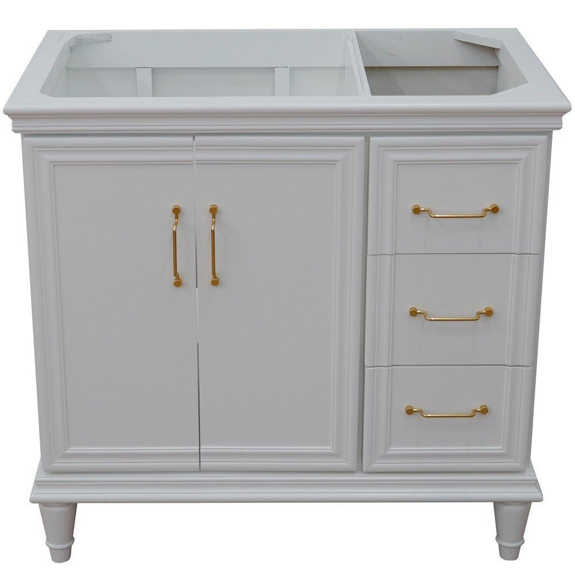 Bellaterra Home Forli 36" 2-Door 3-Drawer White Freestanding Vanity Base With Left Door