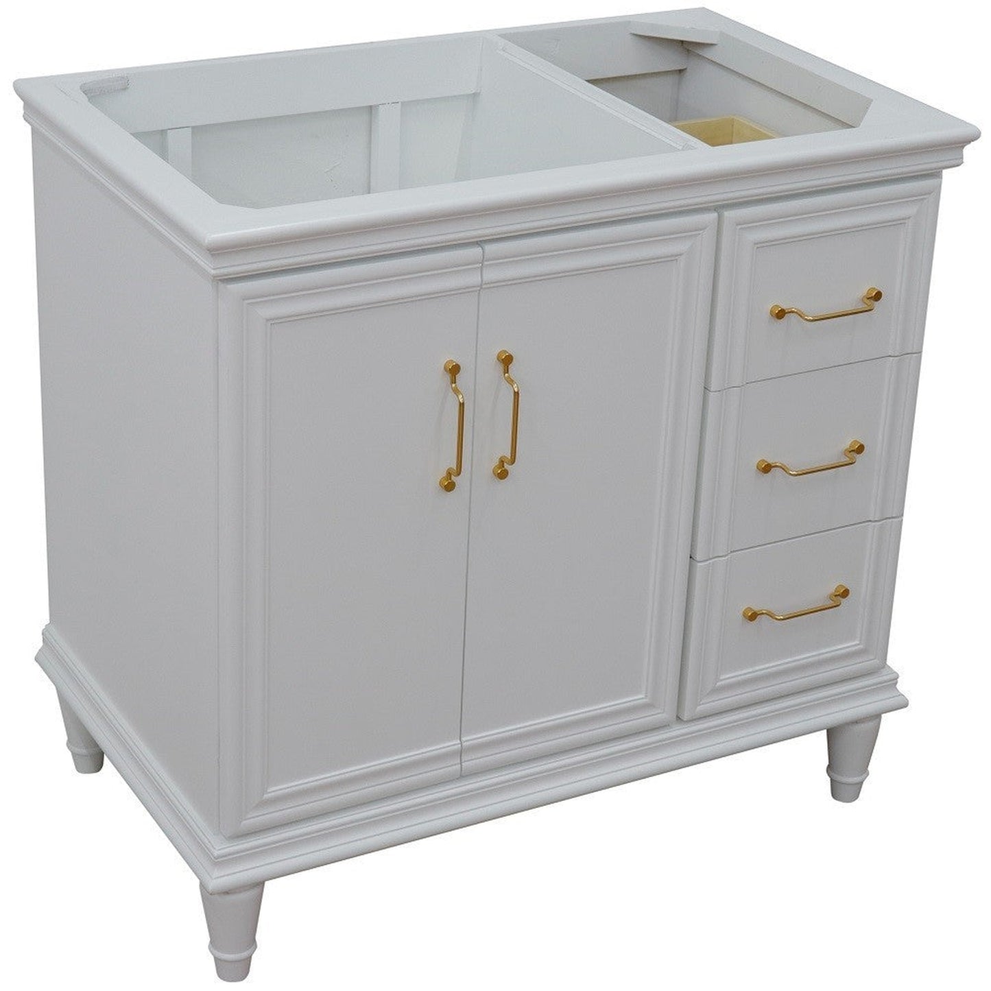 Bellaterra Home Forli 36" 2-Door 3-Drawer White Freestanding Vanity Base With Left Door