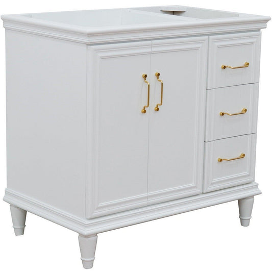 Bellaterra Home Forli 36" 2-Door 3-Drawer White Freestanding Vanity Base With Left Door