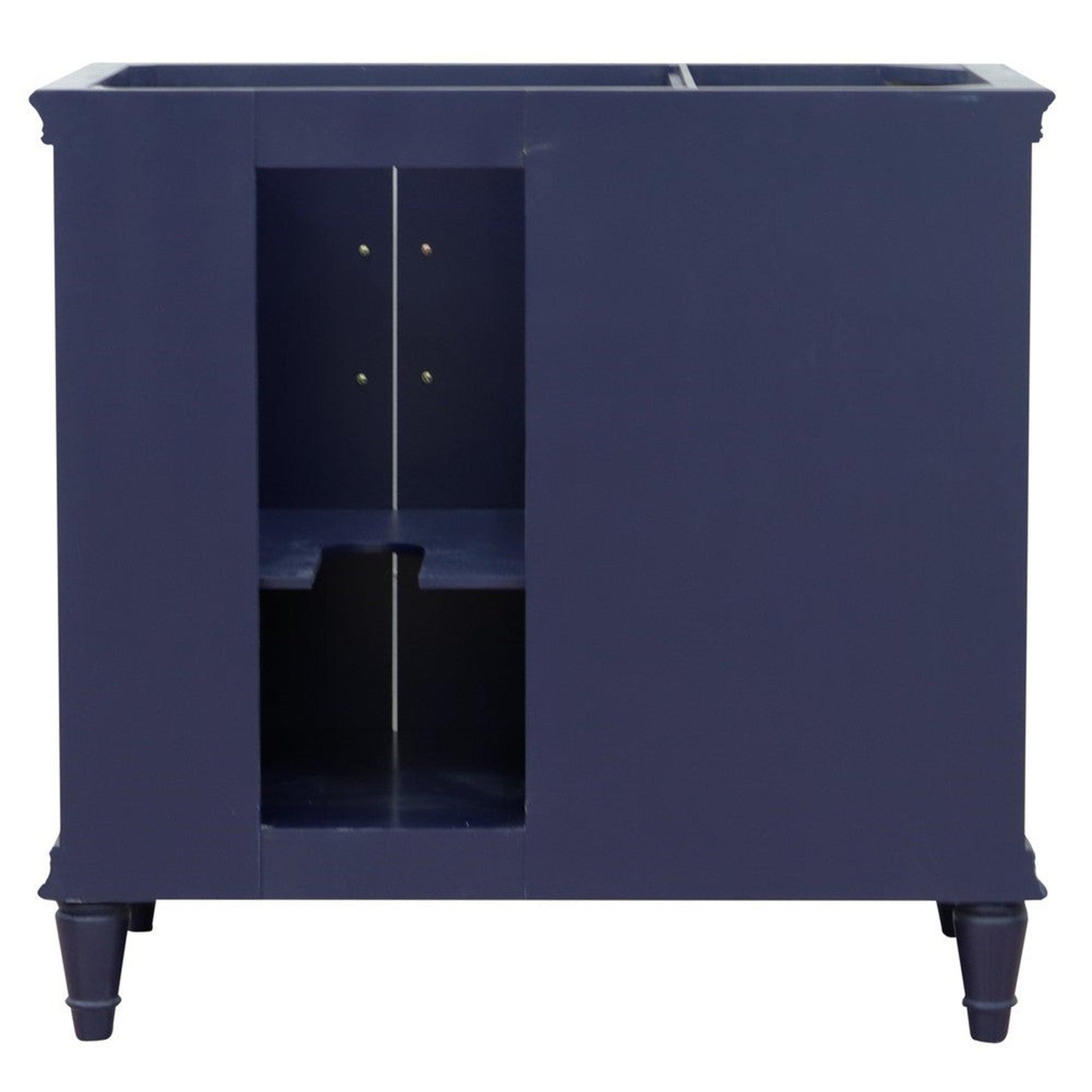 Bellaterra Home Forli 37" 2-Door 3-Drawer Blue Freestanding Vanity Set With Ceramic Right Offset Undermount Rectangular Sink and White Quartz Top, and Right Door Cabinet