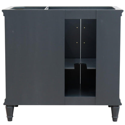 Bellaterra Home Forli 37" 2-Door 3-Drawer Dark Gray Freestanding Vanity Set With Ceramic Left Offset Undermount Oval Sink and Gray Granite Top, and Left Door Cabinet