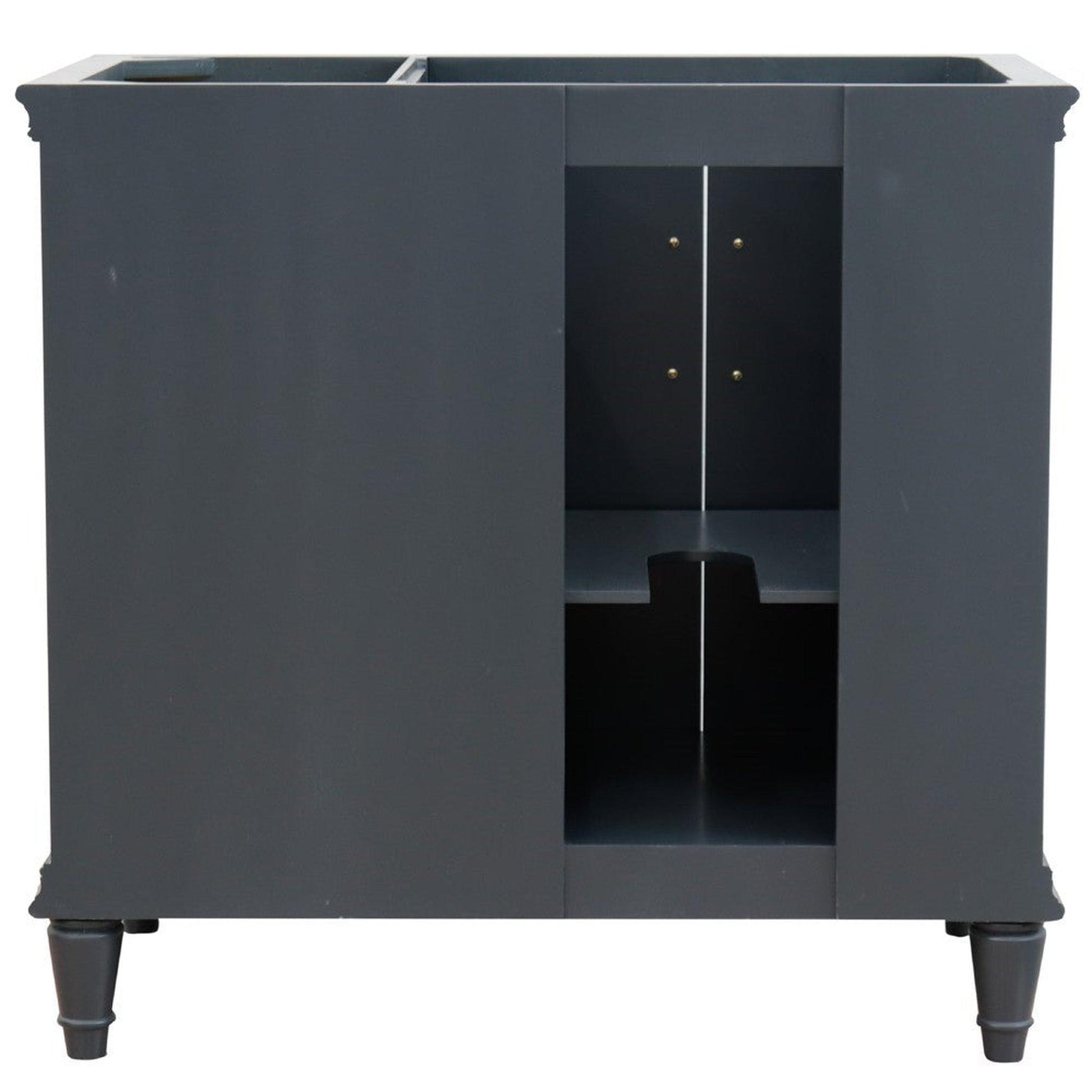 Bellaterra Home Forli 37" 2-Door 3-Drawer Dark Gray Freestanding Vanity Set With Ceramic Left Offset Undermount Rectangular Sink and White Quartz Top, and Left Door Cabinet
