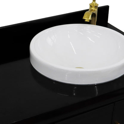 Bellaterra Home Forli 37" 2-Door 3-Drawer Dark Gray Freestanding Vanity Set With Ceramic Right Offset Vessel Sink and Black Galaxy Granite Top, and Right Door Cabinet