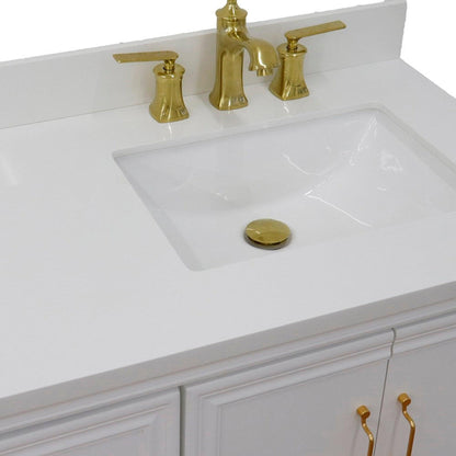 Bellaterra Home Forli 37" 2-Door 3-Drawer White Freestanding Vanity Set With Ceramic Right Offset Undermount Rectangular Sink and White Quartz Top, and Right Door Cabinet