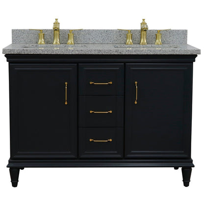 Bellaterra Home Forli 49" 2-Door 3-Drawer Dark Gray Freestanding Vanity Set With Ceramic Double Undermount Rectangular Sink and Gray Granite Top