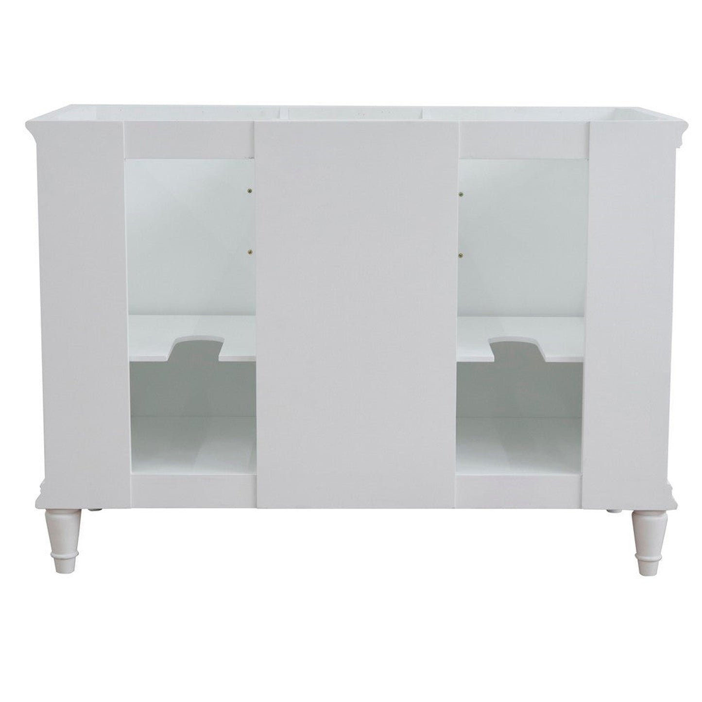 Bellaterra Home Forli 49" 2-Door 3-Drawer White Freestanding Vanity Set With Ceramic Double Undermount Oval Sink and Gray Granite Top