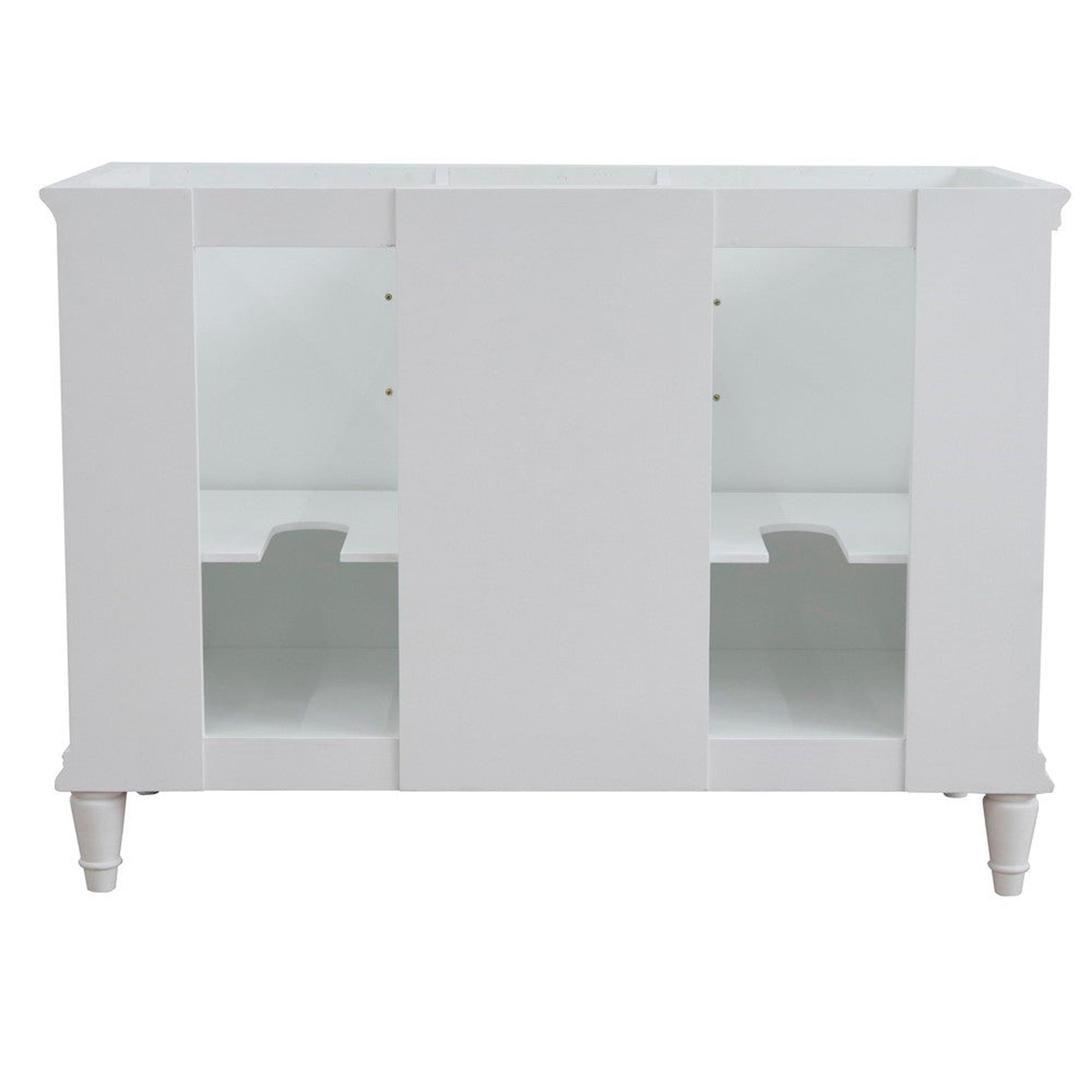 Bellaterra Home Forli 49" 2-Door 3-Drawer White Freestanding Vanity Set With Ceramic Double Undermount Rectangular Sink and White Carrara Marble Top