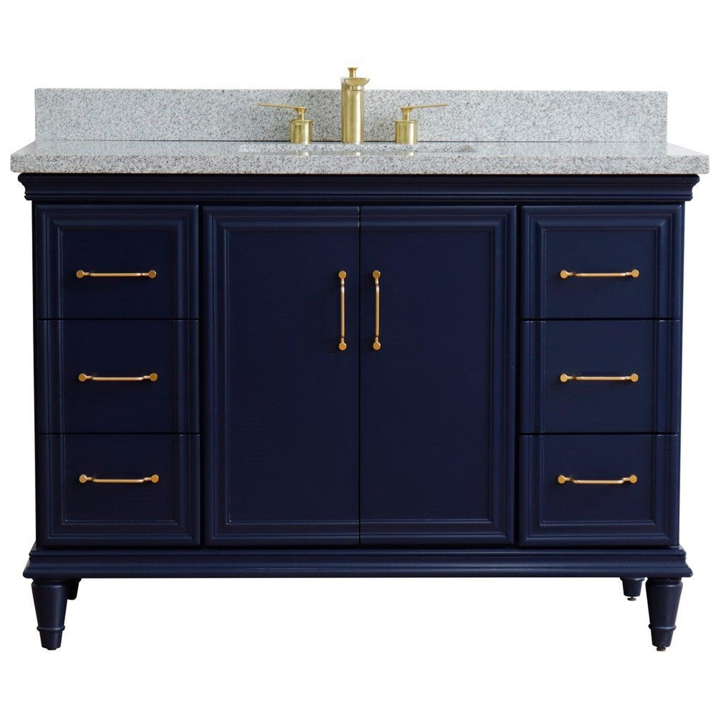 Bellaterra Home Forli 49" 2-Door 6-Drawer Blue Freestanding Vanity Set With Ceramic Undermount Rectangular Sink and Gray Granite Top