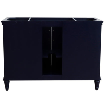 Bellaterra Home Forli 49" 2-Door 6-Drawer Blue Freestanding Vanity Set With Ceramic Vessel Sink and Black Galaxy Granite Top