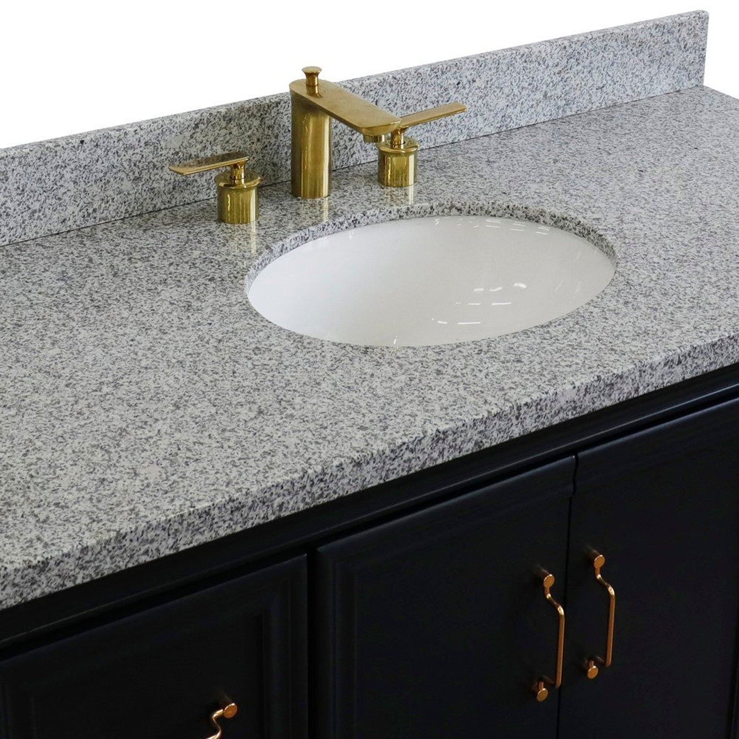 Bellaterra Home Forli 49" 2-Door 6-Drawer Dark Gray Freestanding Vanity Set With Ceramic Undermount Oval Sink and Gray Granite Top