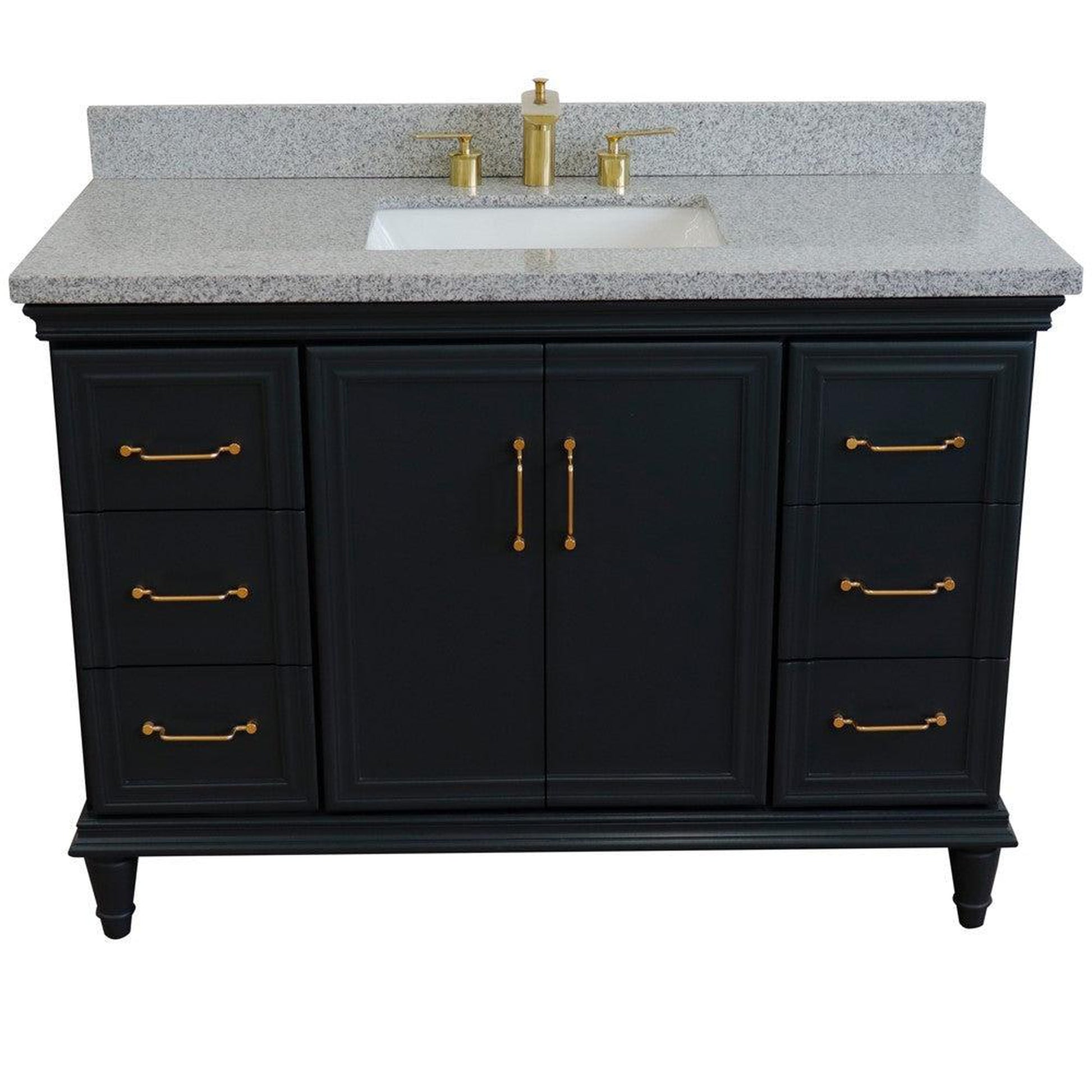 Bellaterra Home Forli 49" 2-Door 6-Drawer Dark Gray Freestanding Vanity Set With Ceramic Undermount Rectangular Sink and Gray Granite Top