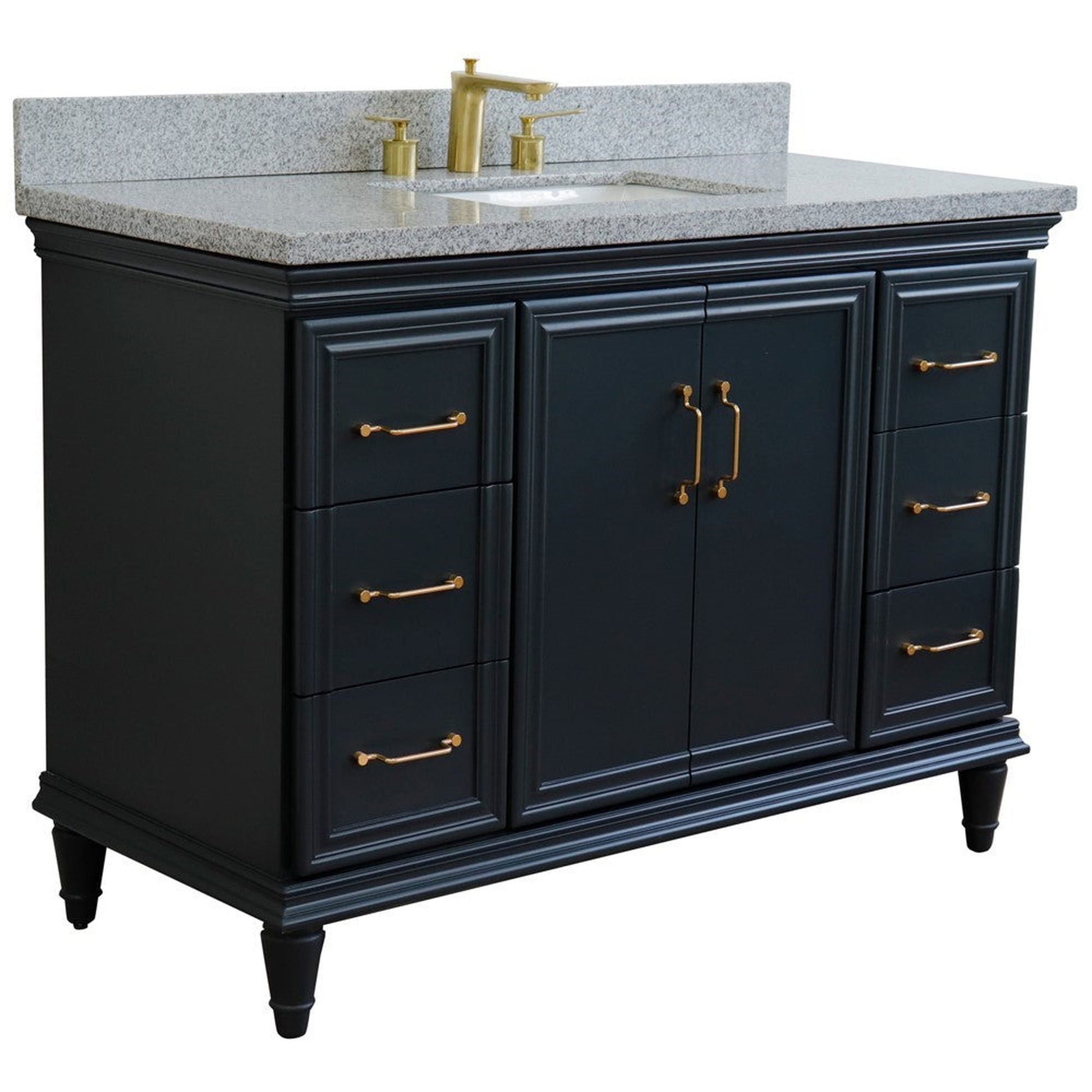 Bellaterra Home Forli 49" 2-Door 6-Drawer Dark Gray Freestanding Vanity Set With Ceramic Undermount Rectangular Sink and Gray Granite Top