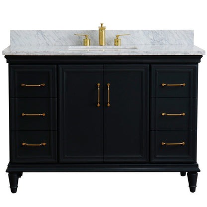 Bellaterra Home Forli 49" 2-Door 6-Drawer Dark Gray Freestanding Vanity Set With Ceramic Undermount Rectangular Sink and White Carrara Marble Top