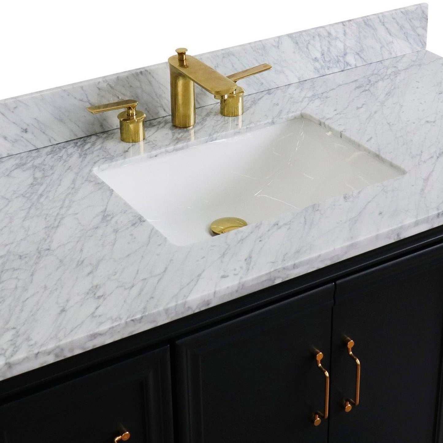 Bellaterra Home Forli 49" 2-Door 6-Drawer Dark Gray Freestanding Vanity Set With Ceramic Undermount Rectangular Sink and White Carrara Marble Top