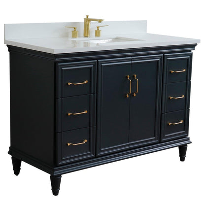 Bellaterra Home Forli 49" 2-Door 6-Drawer Dark Gray Freestanding Vanity Set With Ceramic Undermount Rectangular Sink and White Quartz Top