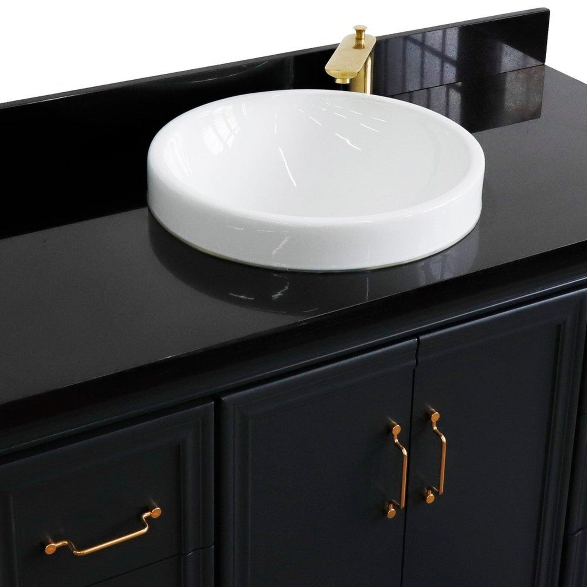 Bellaterra Home Forli 49" 2-Door 6-Drawer Dark Gray Freestanding Vanity Set With Ceramic Vessel Sink and Black Galaxy Granite Top