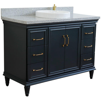 Bellaterra Home Forli 49" 2-Door 6-Drawer Dark Gray Freestanding Vanity Set With Ceramic Vessel Sink and Gray Granite Top