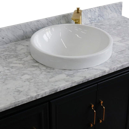 Bellaterra Home Forli 49" 2-Door 6-Drawer Dark Gray Freestanding Vanity Set With Ceramic Vessel Sink and White Carrara Marble Top