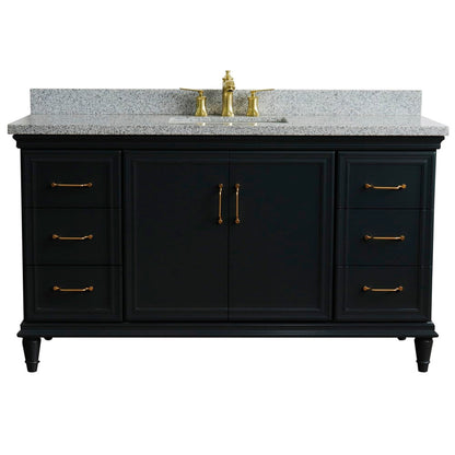 Bellaterra Home Forli 61" 2-Door 6-Drawer Dark Gray Freestanding Vanity Set With Ceramic Undermount Rectangular Sink and Gray Granite Top