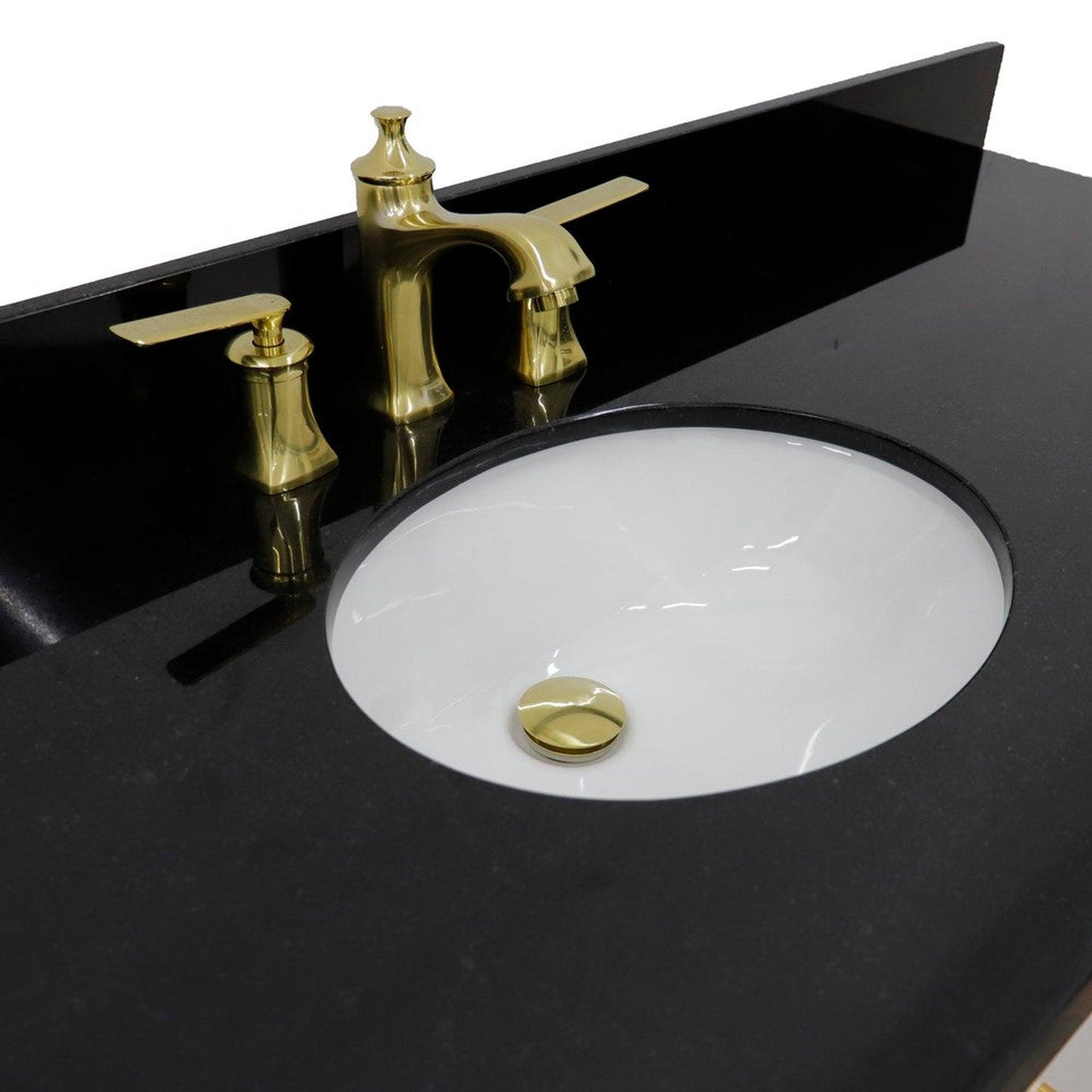 Bellaterra Home Forli 61" 2-Door 6-Drawer White Freestanding Vanity Set With Ceramic Undermount Oval Sink and Black Galaxy Granite Top