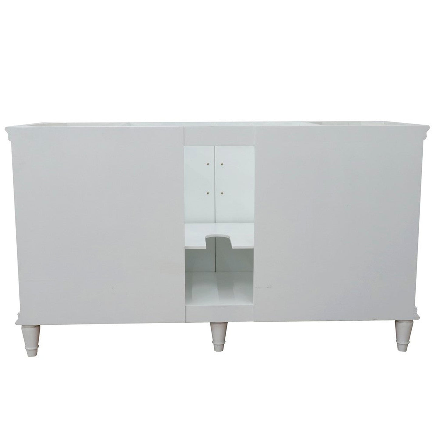 Bellaterra Home Forli 61" 2-Door 6-Drawer White Freestanding Vanity Set With Ceramic Undermount Oval Sink and White Carrara Marble Top