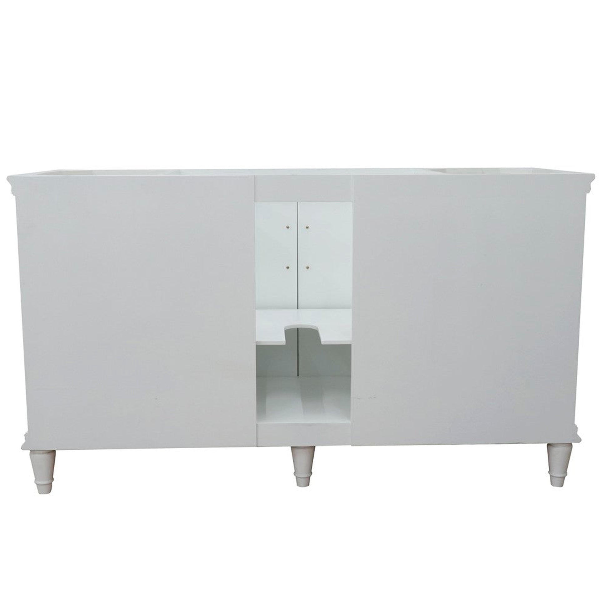 Bellaterra Home Forli 61" 2-Door 6-Drawer White Freestanding Vanity Set With Ceramic Undermount Oval Sink and White Carrara Marble Top