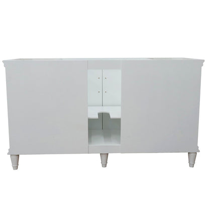 Bellaterra Home Forli 61" 2-Door 6-Drawer White Freestanding Vanity Set With Ceramic Undermount Oval Sink and White Carrara Marble Top