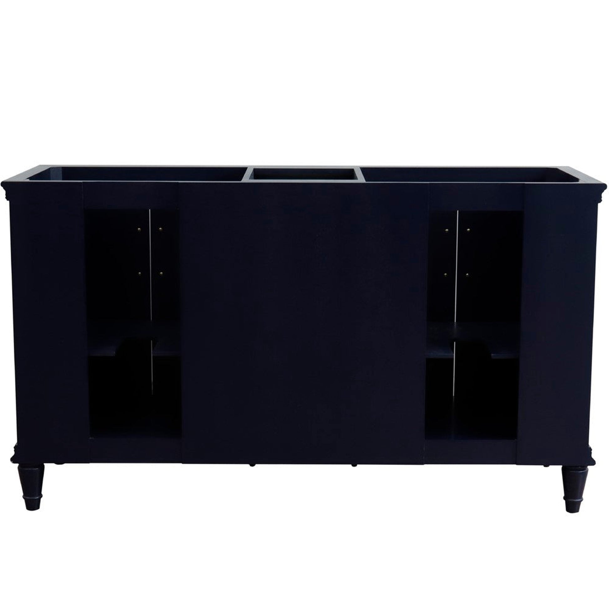 Bellaterra Home Forli 61" 4-Door 3-Drawer Blue Freestanding Vanity Set With Ceramic Double Undermount Rectangular Sink and Black Galaxy Granite Top