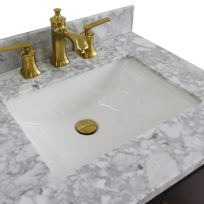 Bellaterra Home Forli 61" 4-Door 3-Drawer Dark Gray Freestanding Vanity Set With Ceramic Double Undermount Rectangular Sink and White Carrara Marble Top