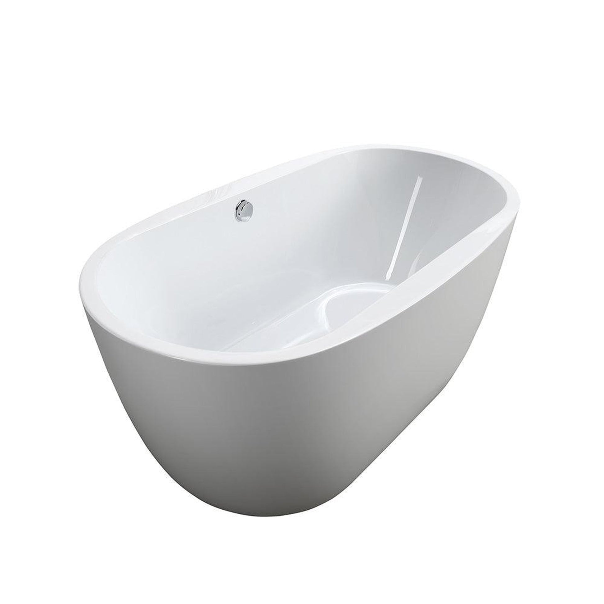 Bellaterra Home Genoa 59" x 24" Glossy White Oval Acrylic Freestanding Soaking Bathtub