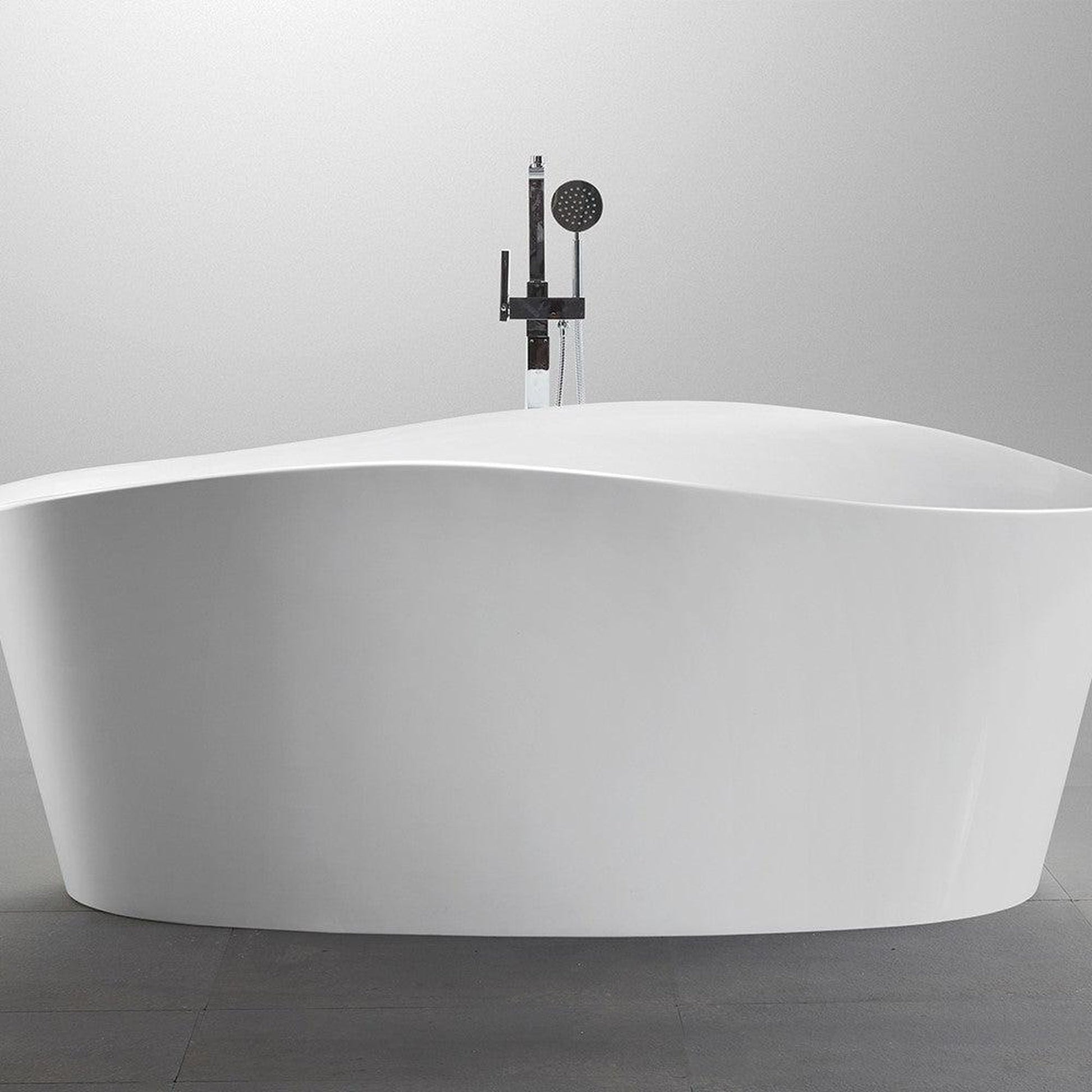 Bellaterra Home Grasse 67" x 27" White Oval Acrylic Freestanding Soaking Bathtub